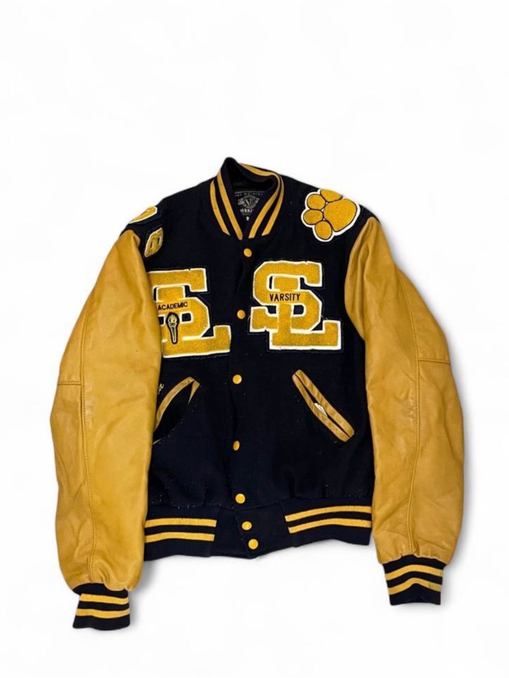 Holloway Black and Yellow Varsity Letterman Jacket